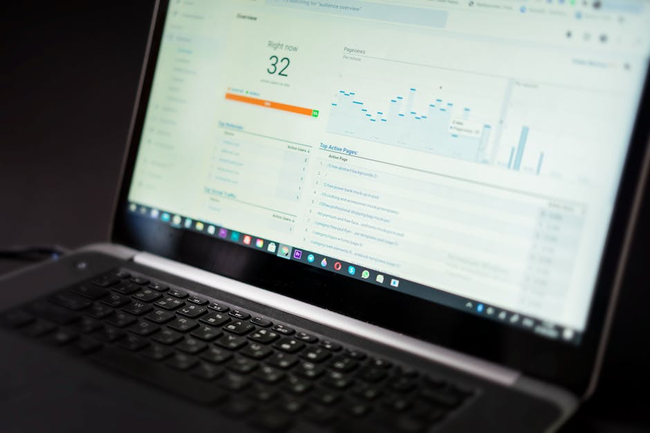 Laptop displaying data analytics dashboard