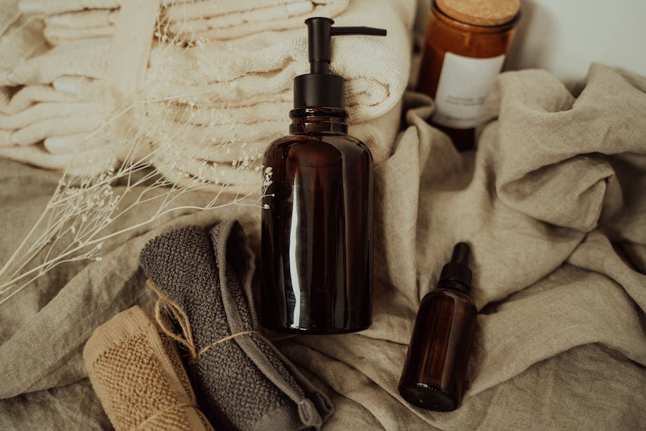 bottle on towels