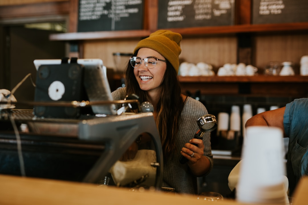 barista making coffee