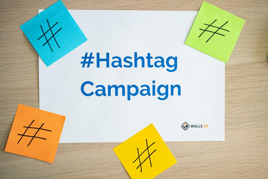 Colorful notes around hashtag campaign