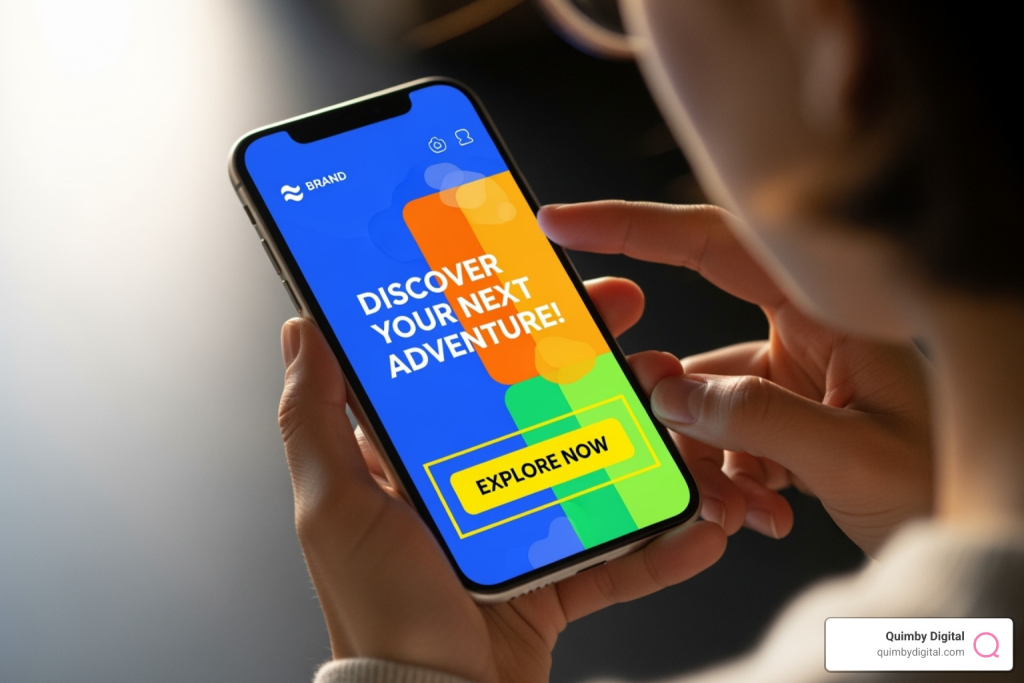 Colorful mobile app promoting exploration