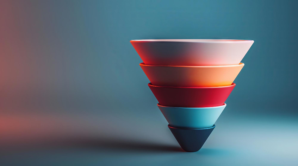 Blue background and funnel