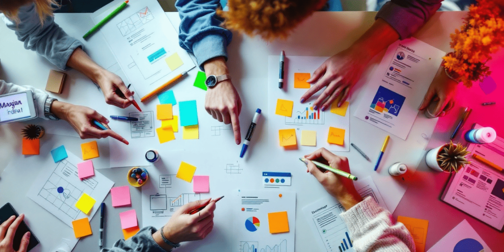 brainstorm on sticky notes